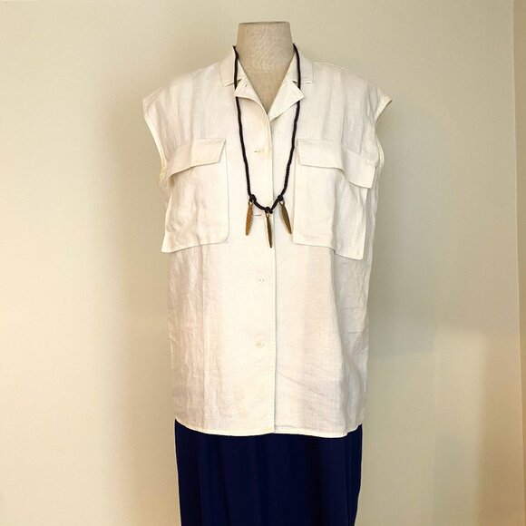 Sak's Fifth Avenue White Linen Vest - Picture 1 of 7